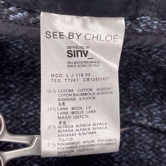 SEE BY CHLOE Herringbone Collarless Jacket US Size 4 Wool Alpaca Blend Gray EUC - Picture 3 of 16